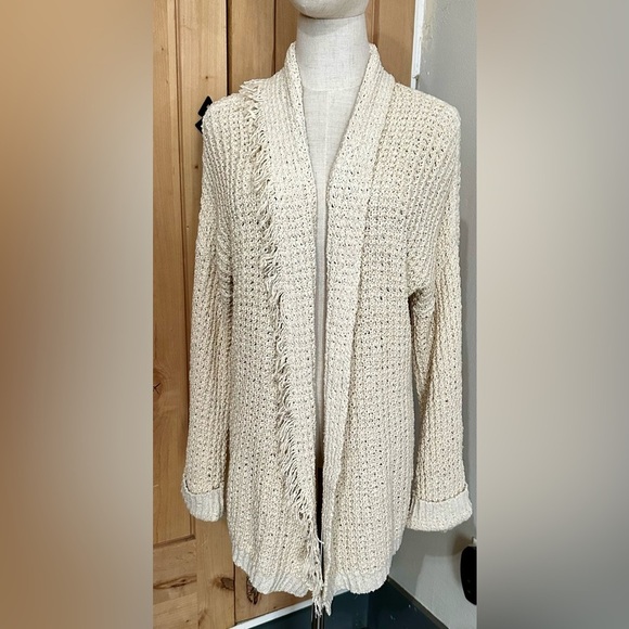 Free People I’ll Be Around Cozy Oatmeal Cream Knit Women's Sweater Cardigan - Picture 2 of 5